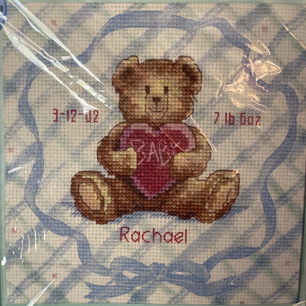 Dimensions Cross Stitch Kit Baby Birth Announcement Record Teddy Bear 11 Count